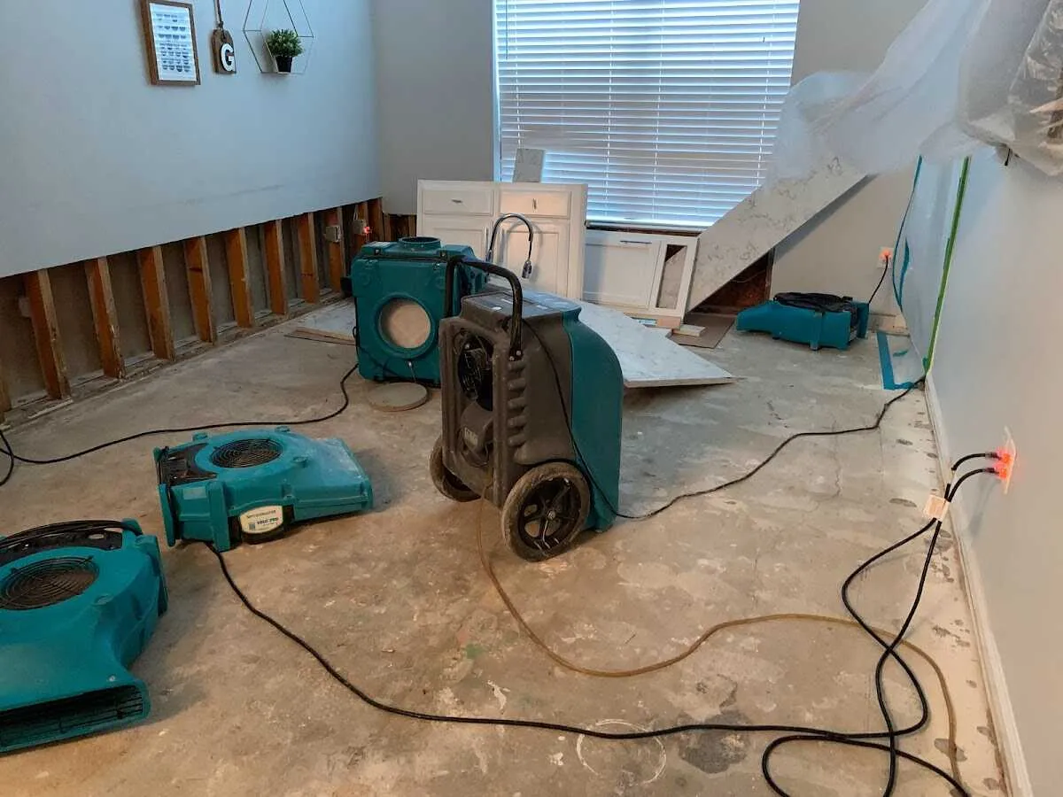 Dehumidifier in flood-cut room for Water Damage Restoration in Hazelwood